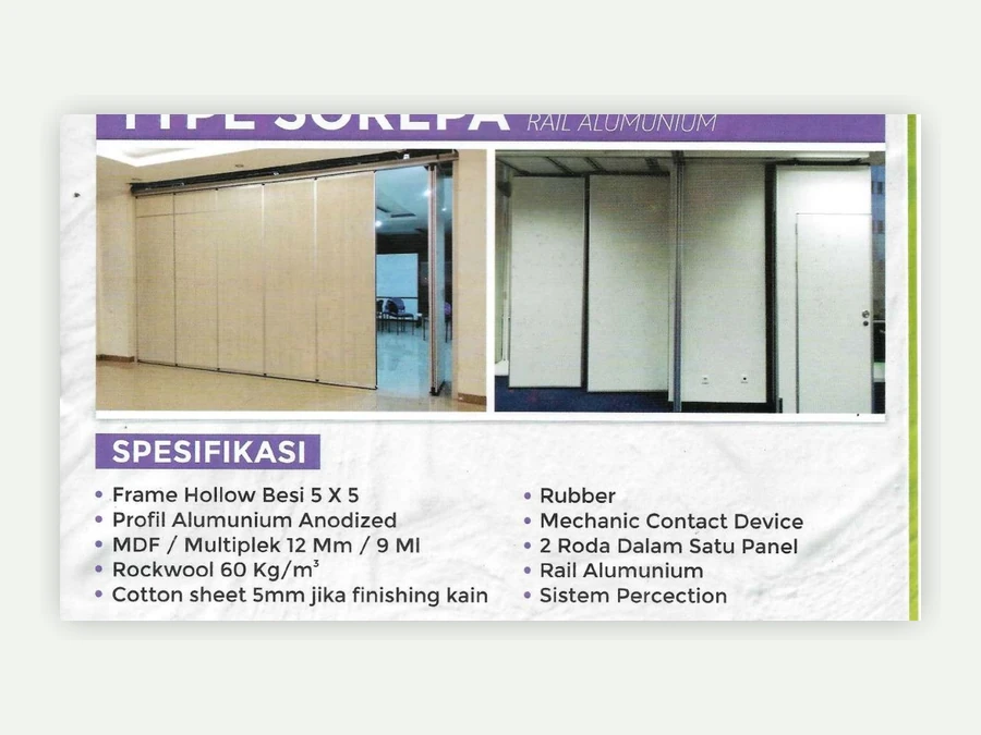 Partisi Geser Pireki Sorepa Rel Aluminium