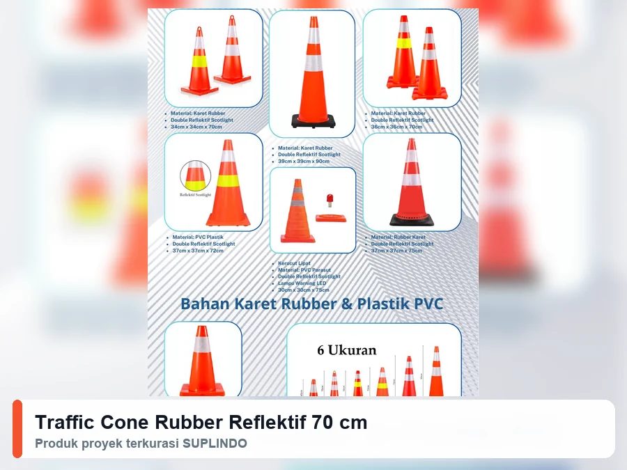 Traffic Cone Rubber Reflektif 70 cm