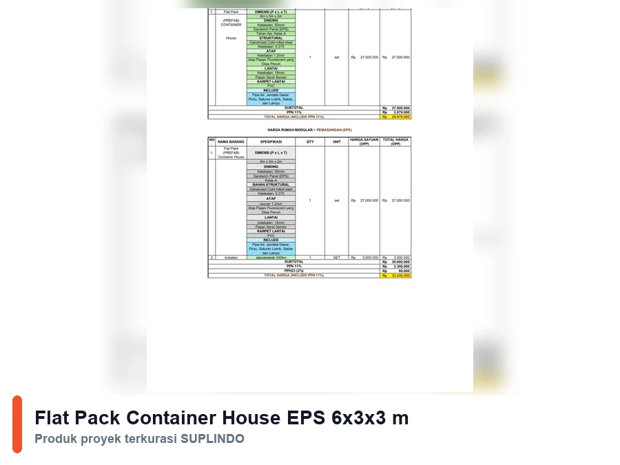 Flat Pack Container House EPS 6x3x3 m