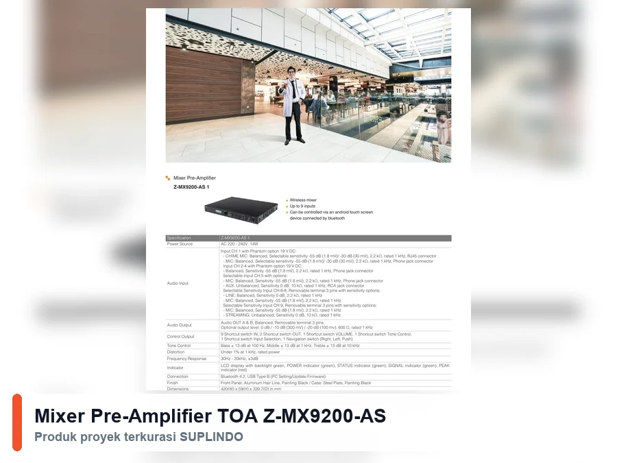 Mixer Pre-Amplifier TOA Z-MX9200-AS
